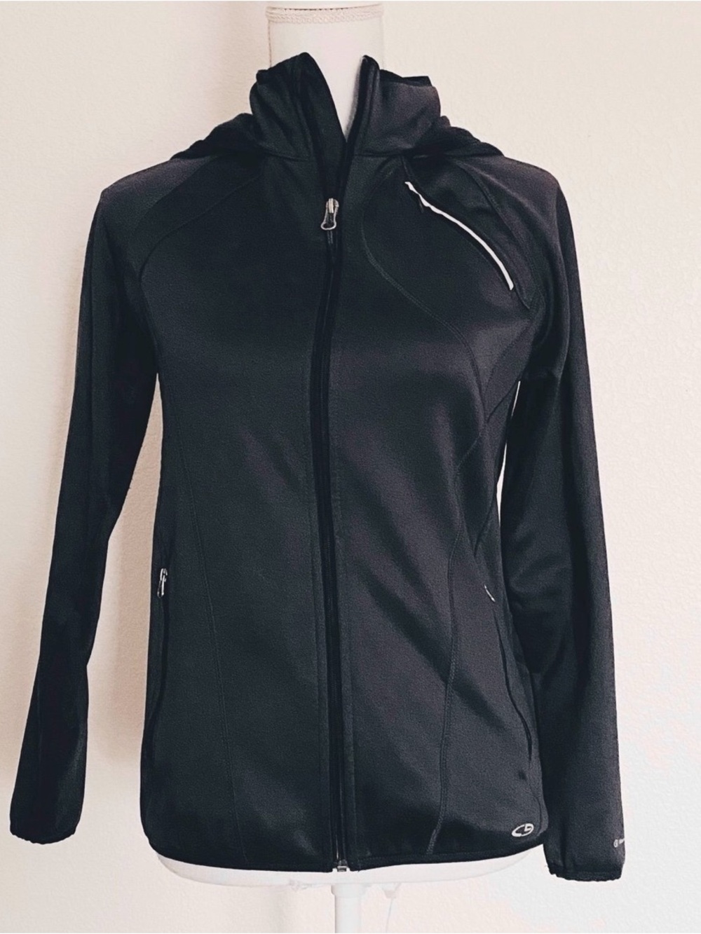 Dark Gray Full-Zip Hooded Running Jacket